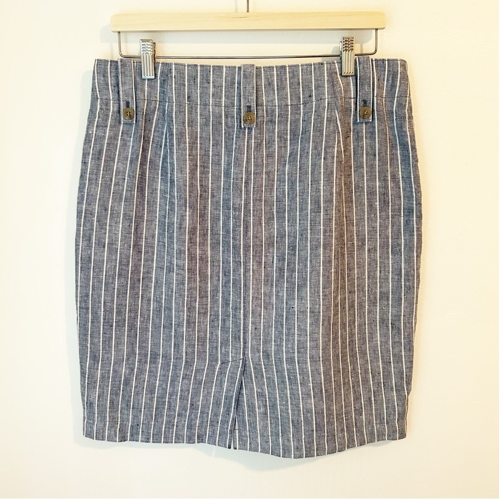 J. Crew Blue & White Striped Pencil Skirt - Picture 3 of 12